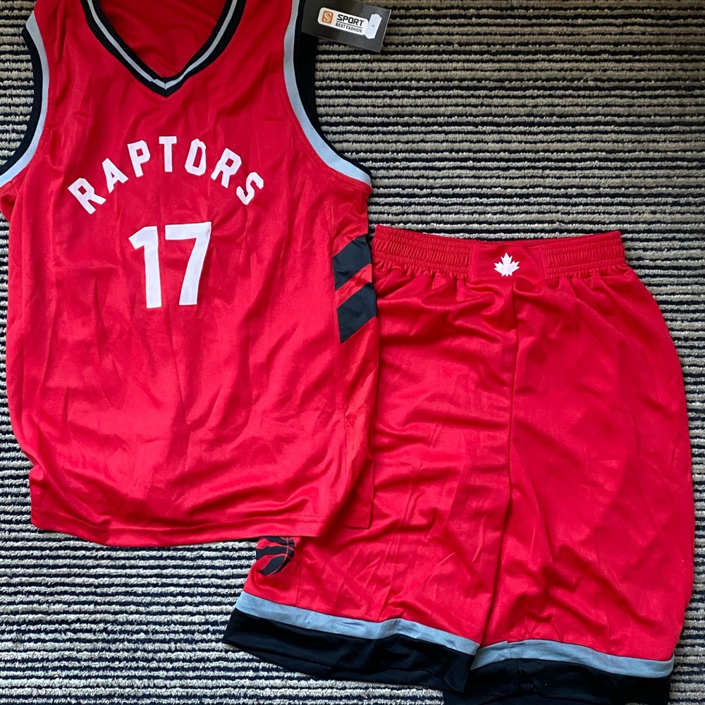 Kids fan quality (not pro) Raptors jersey and shorts